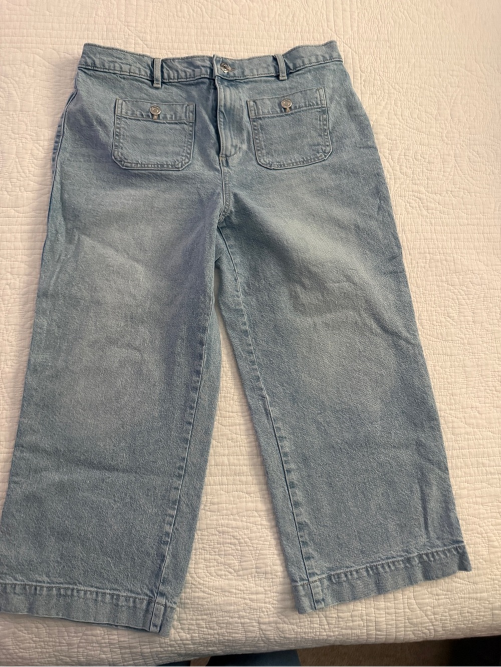 LOFT Light Blue Wide-Leg Crop Jeans